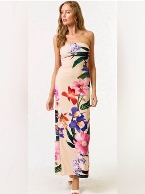 Etiquette Strapless Floral Maxi Dress